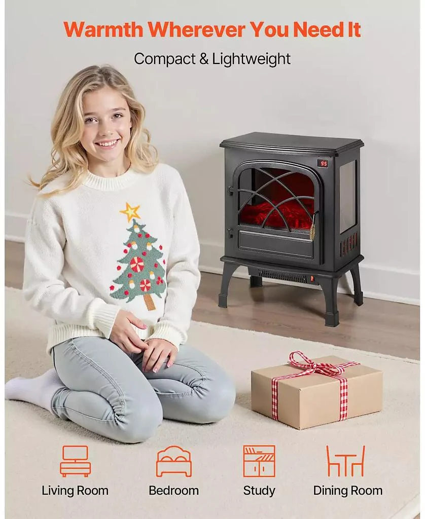 SUGIFT Freestanding Electric Fireplace Stove Heater 1500W with Remote 5