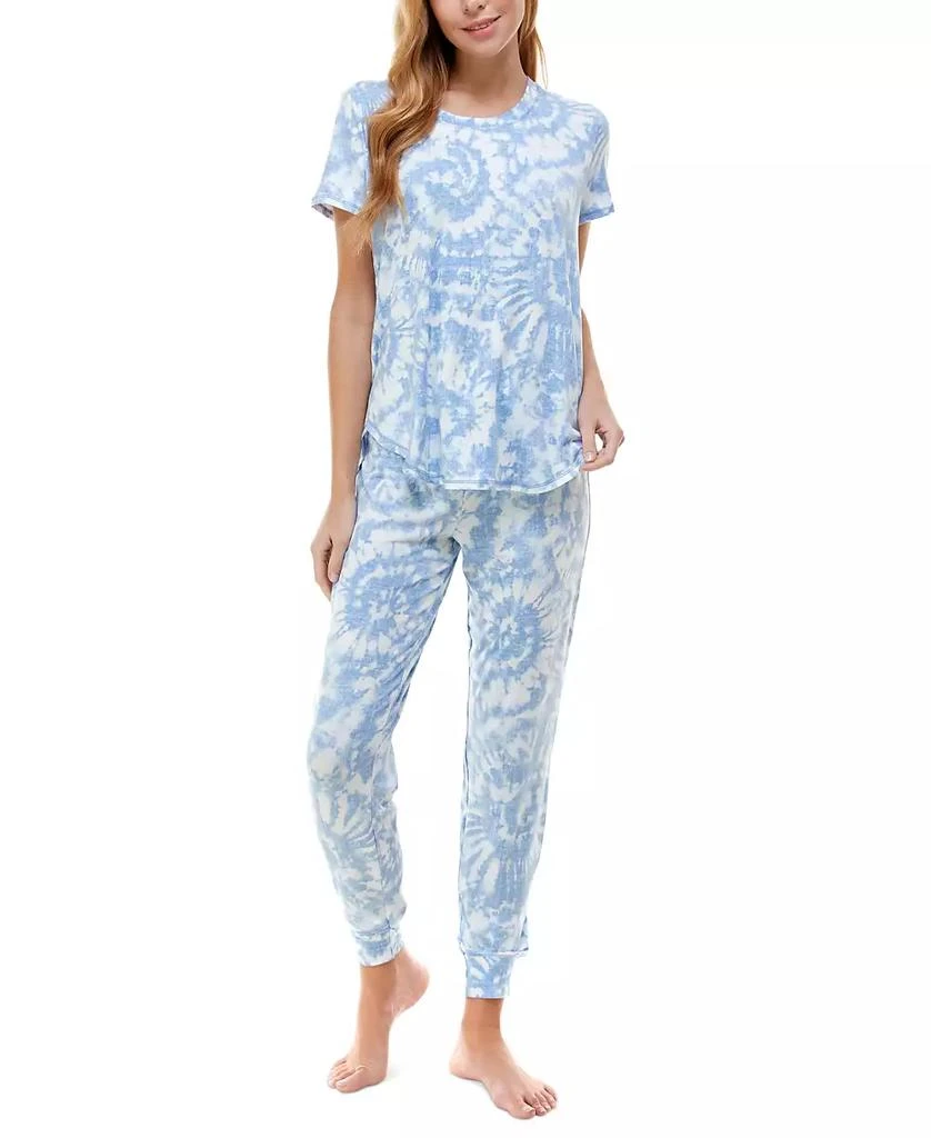 Roudelain Printed Short Sleeve Top & Jogger Pajama Set 2