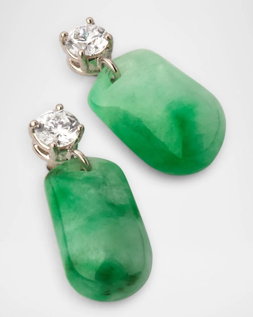 NM Estate Estate Platinum Jadeite and Diamond Earrings 3