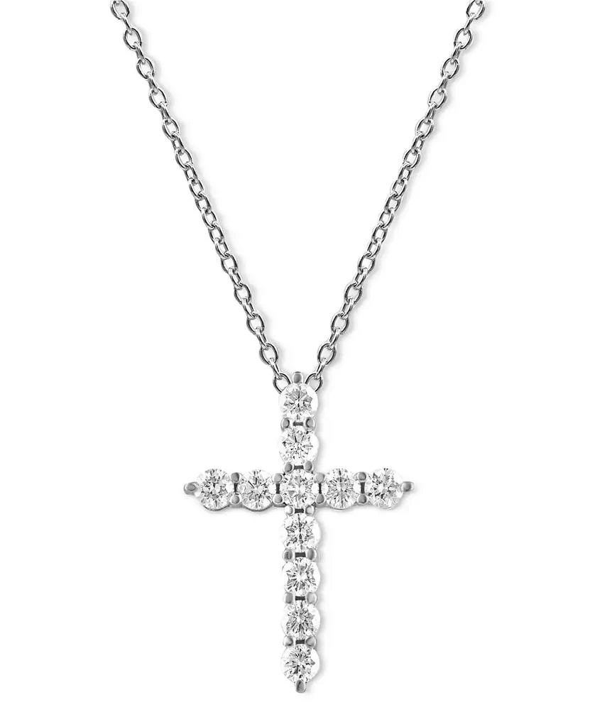 Macy's Diamond Cross Pendant Necklace (1 ct. t.w.) in 14k White, Yellow or Rose Gold 1