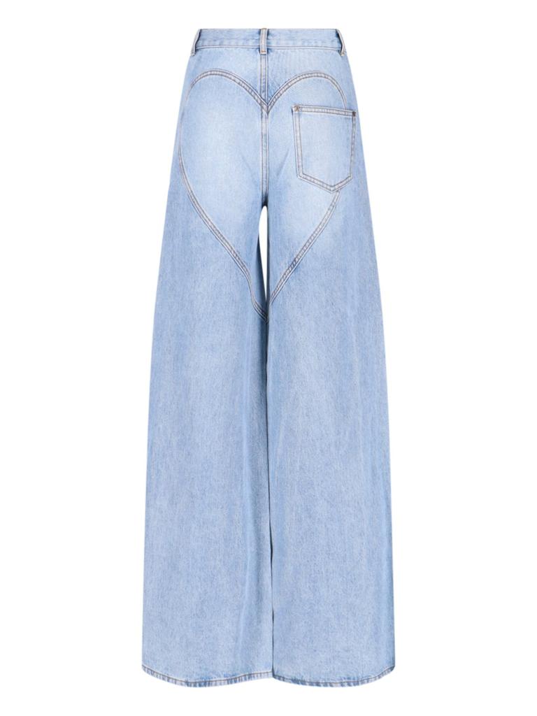 AREA Area Embellished Cut-Out Detailed Wide-Leg Jeans