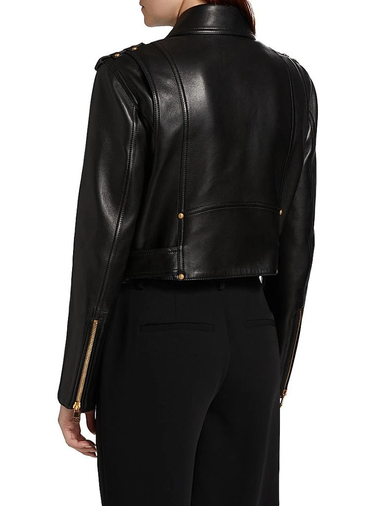 Balmain Crop Leather Biker Jacket 5