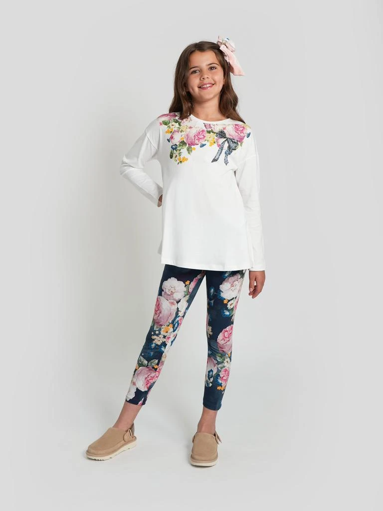 Monnalisa Monnalisa Girls Baroque Roses Leggings Set in Ivory 5