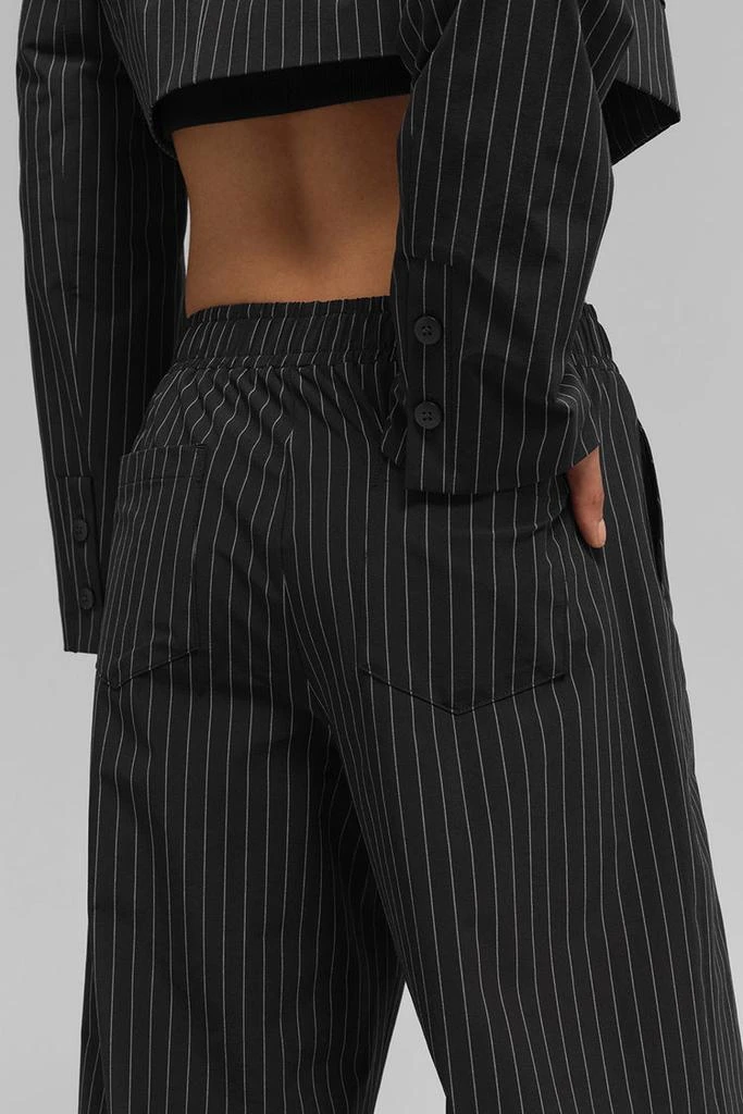 Alo Pinstripe Daylight Boxer Pant (Long) - Black/Titanium 4