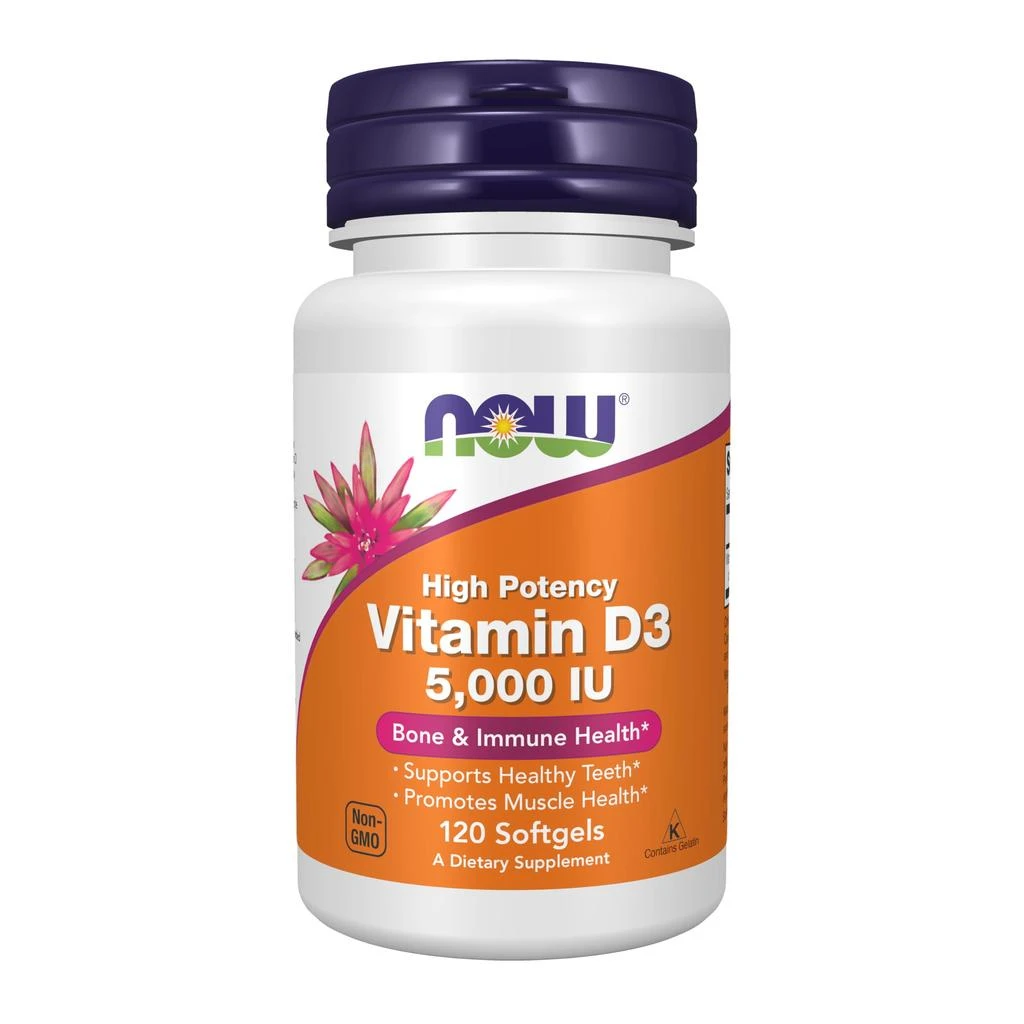 Now Foods NOW Foods Supplements, Vitamin D-3 5,000 IU, High Potency, Structural Support*, 120 Softgels