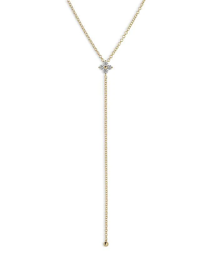 Effy 14K Yellow Gold Diamond Fleur Lariat Necklace, 18"