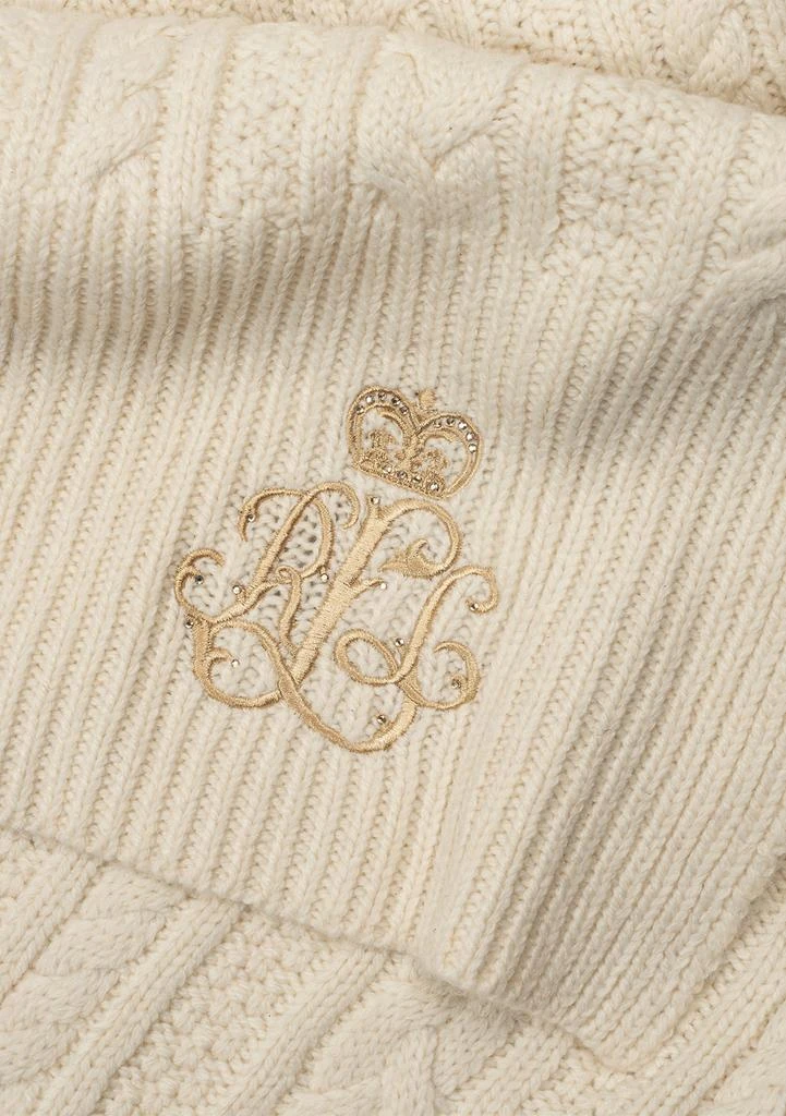 Ralph Lauren Cable Scarf with Direct Embroidery and Stones 3