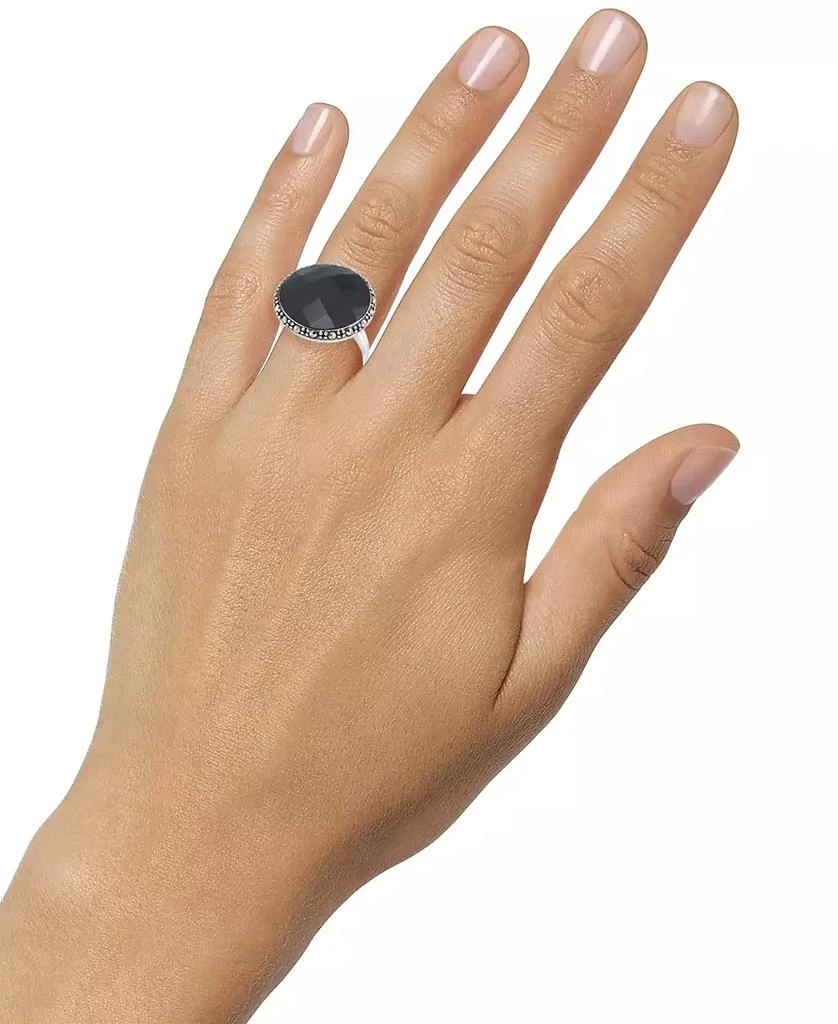 Macy
s Faceted Onyx (18 x 5mm) 
Marcasite Ring in Sterling Silver 2