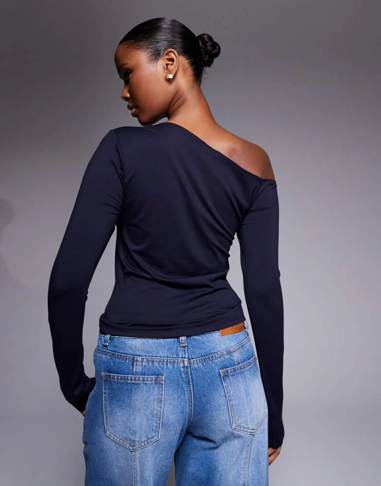 ASOS ASOS DESIGN off the shoulder fitted top in navy 3