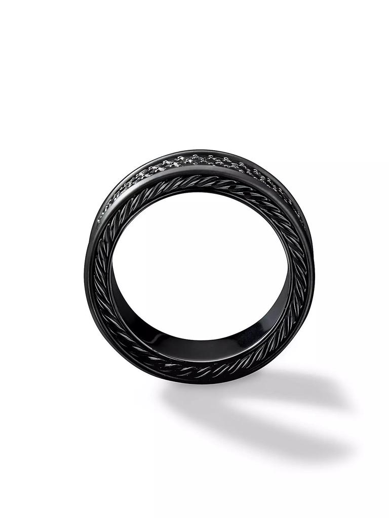 David Yurman Streamline® Three Row Band Ring in Black Titanium with Pavé Black Diamonds