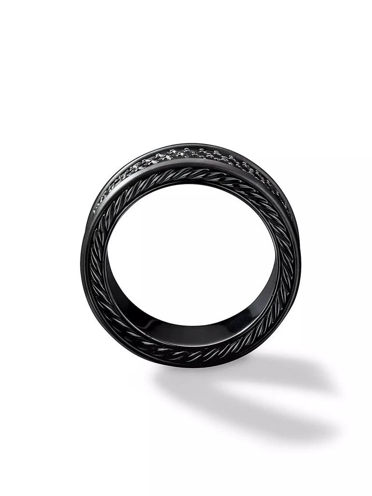 David Yurman Streamline® Three Row Band Ring in Black Titanium with Pavé Black Diamonds 2