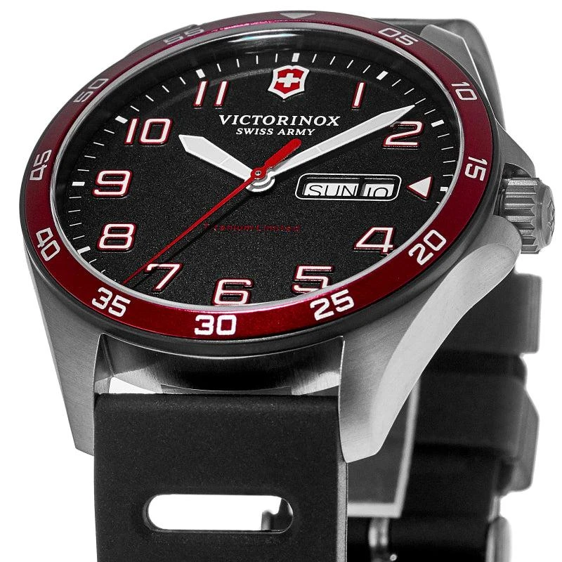 Swiss Army Fieldforce Sport Limited Edition Black Dial Red Bezel Titanium Rubber Strap Men's Watch 249168 2