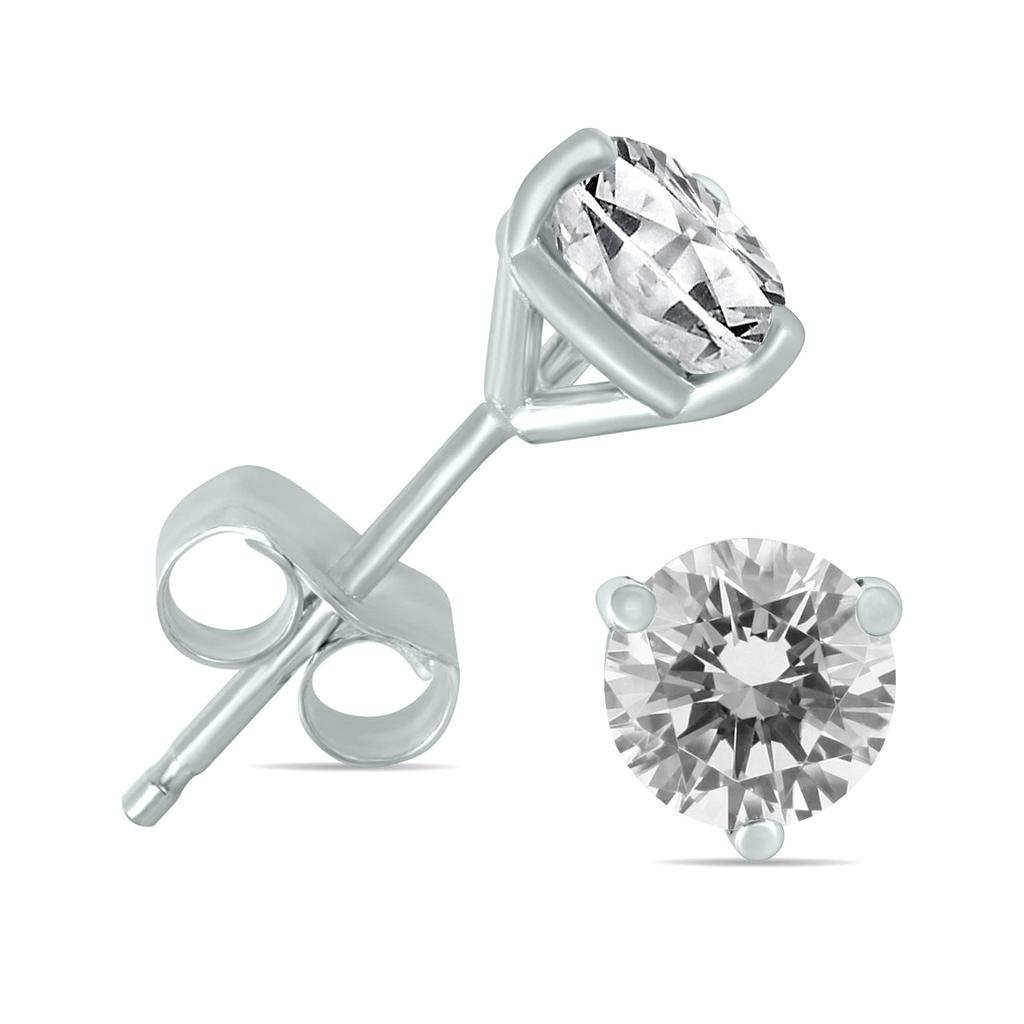 SSELECTS 3/4 Carat Tw Ags Certified Martini Set Round Diamond Solitaire Earrings In 14K White Gold