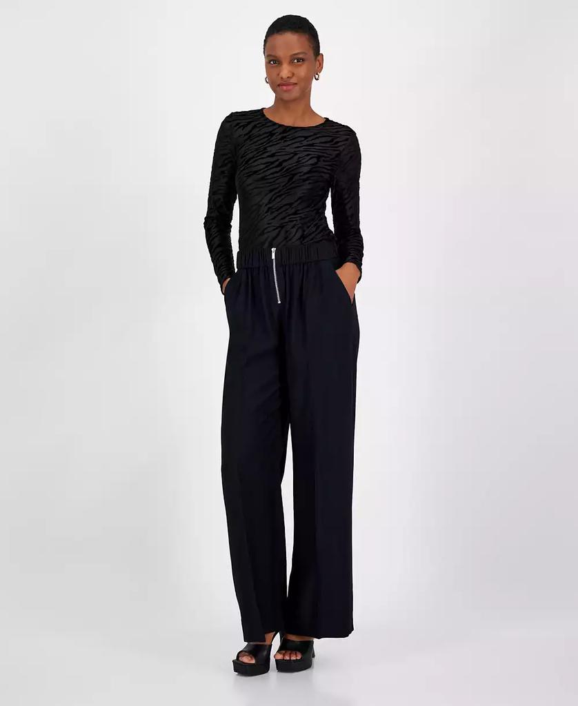 Bar III Women's High-Rise Wide-Leg Zip-Front Pants, Created for Macy’s