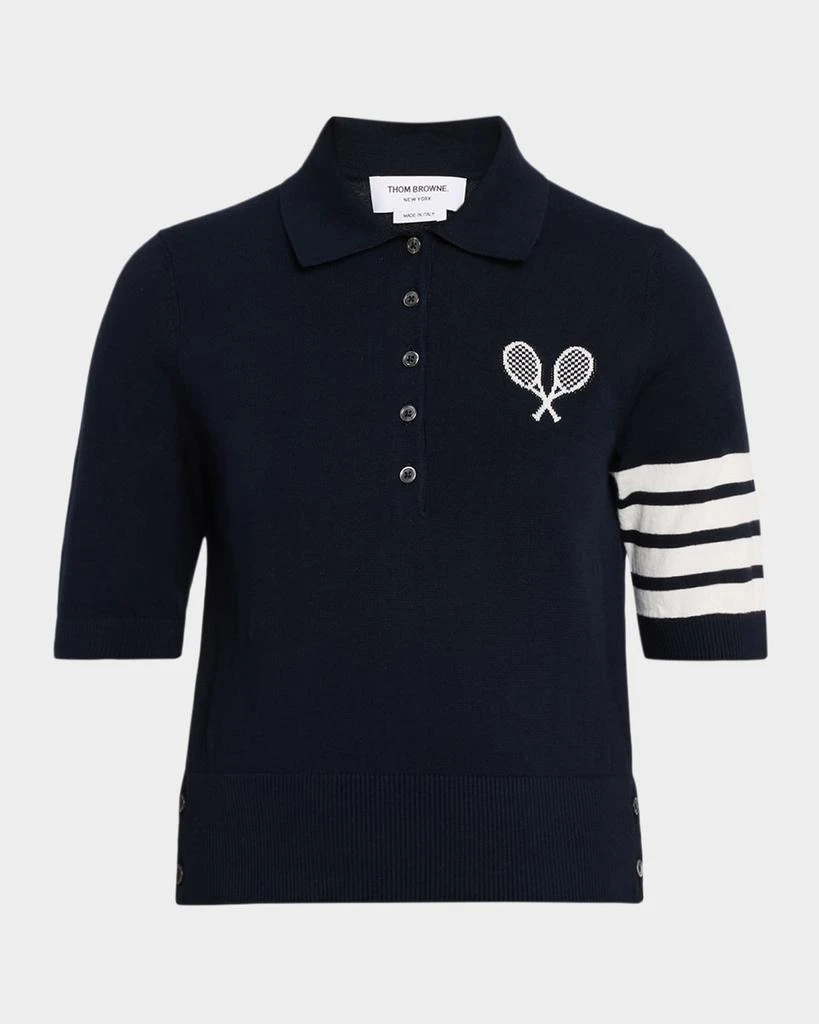 Thom Browne Tennis Racquets Embroidered Polo