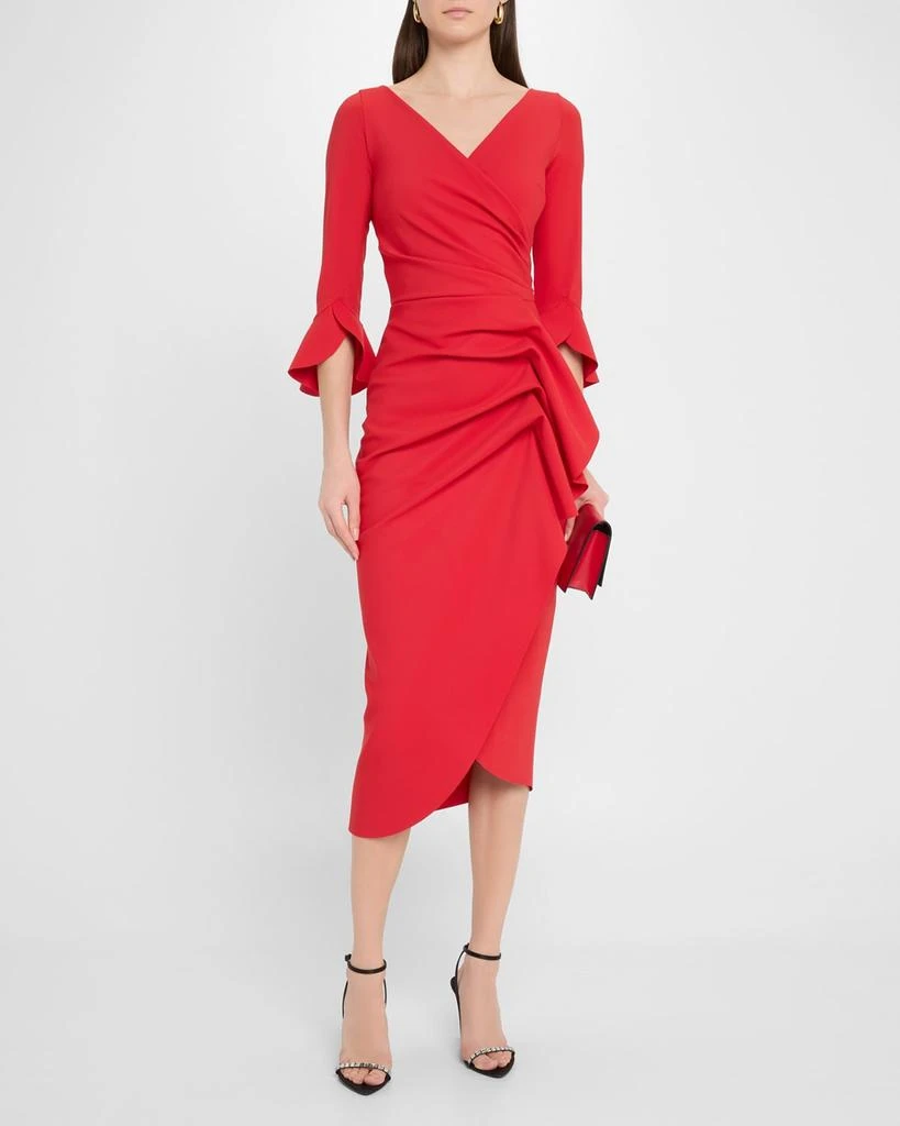 Chiara Boni Triwan Ruched Side-Drape Jersey Midi Dress 4