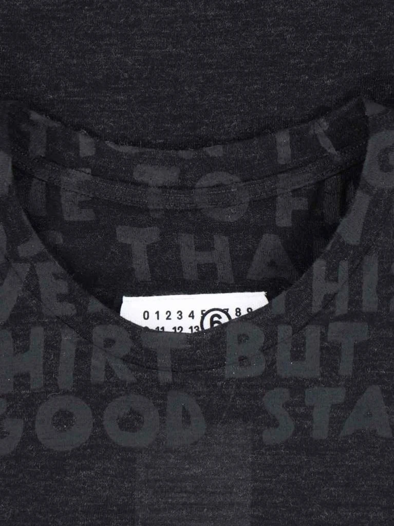 MM6 Crew Neck Black Wool T-Shirt With Bold Logo Print 3