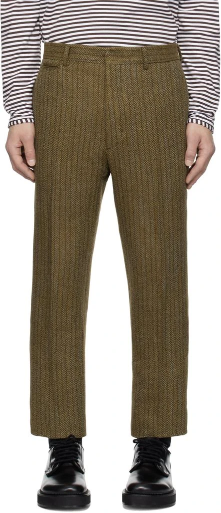 RRL Brown Slim Fit Herringbone Suit Trousers 1