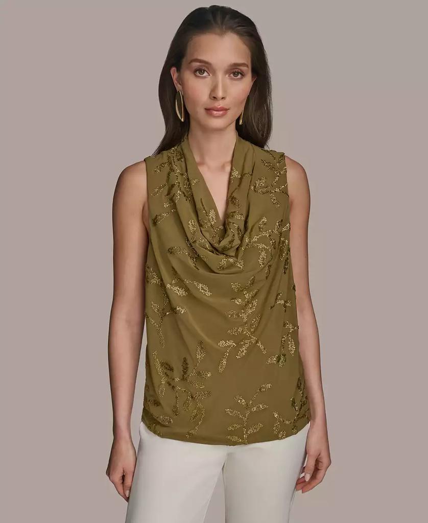 Donna Karan Women's Sleeveless Embellished Cowlneck Blouse