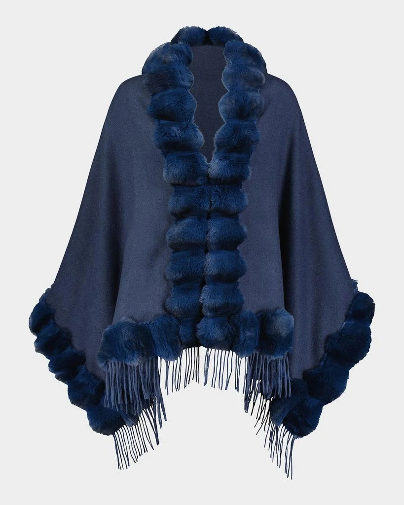 Theia Cashmere Blend Cape W/ Chinchilla-Like Trim 1