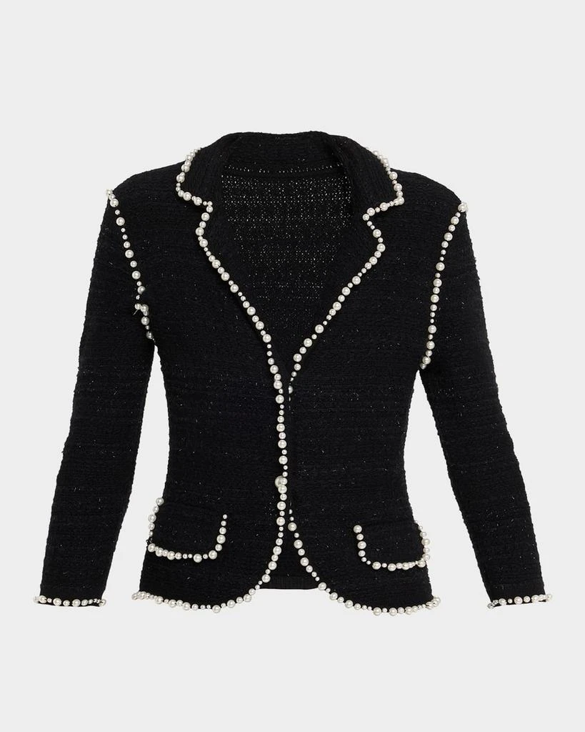 Teri Jon Bead-Trim Metallic Tweed Blazer 1