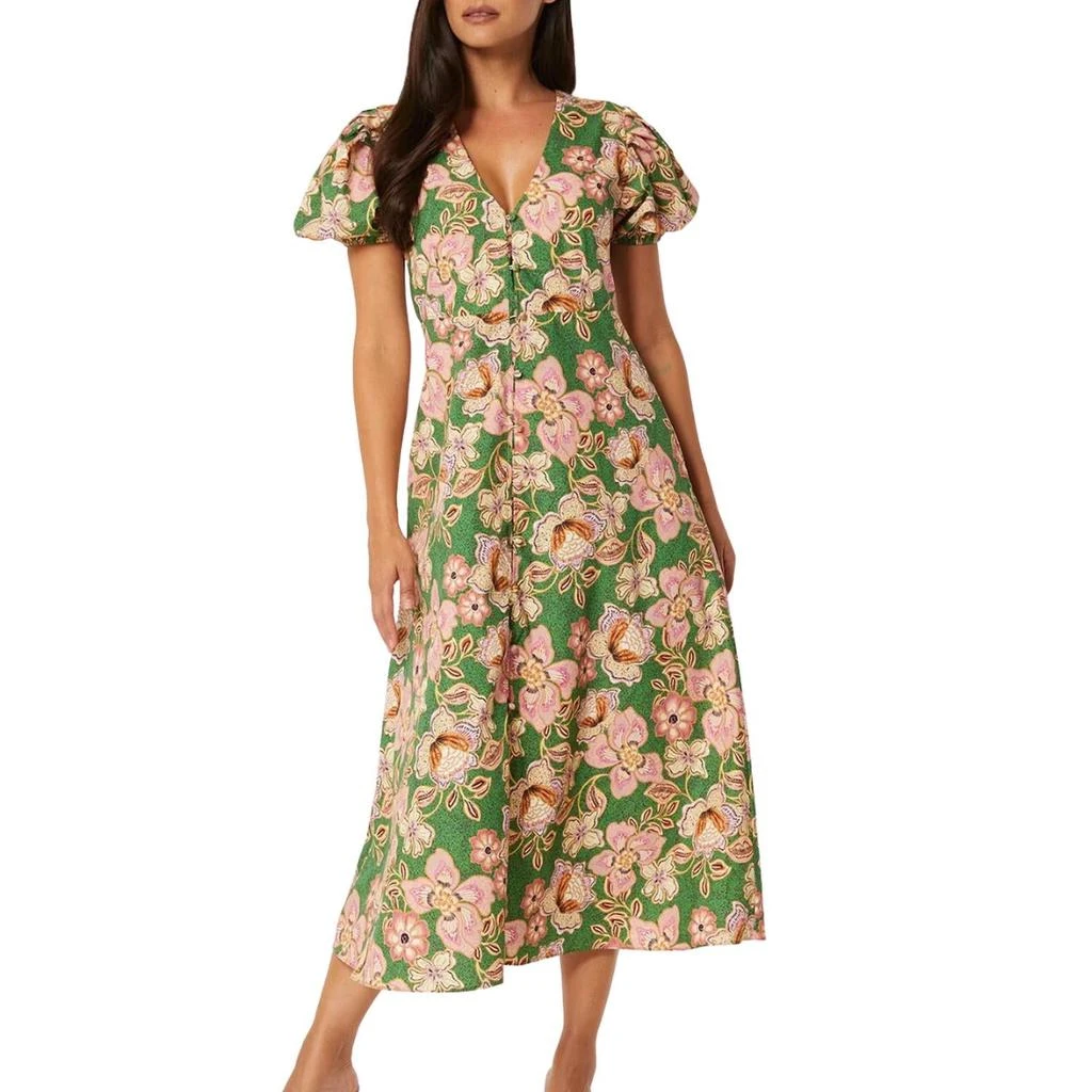cotton midi dress summer Gingham Cotton Midi Dress