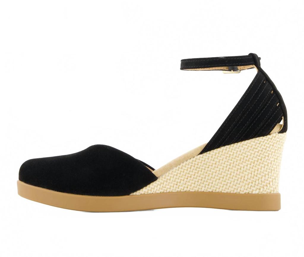 Andrea Women's Wedge Ankle Strap Espadrilles In Black