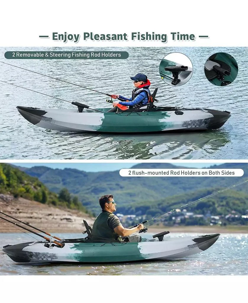 SUGIFT Sit-on-Top Fishing Kayak Boat With Fishing Rod Holders and Paddle-Gray 6