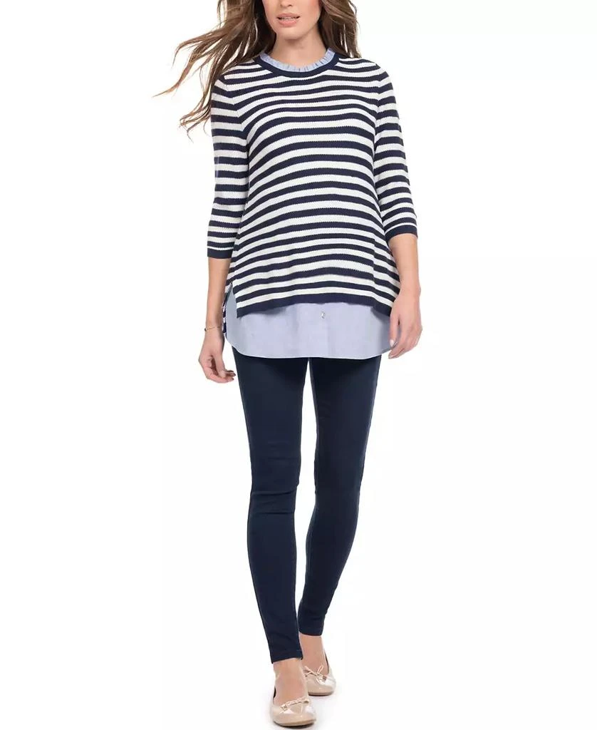 Seraphine Women's Cotton Maternity Nursing Sweater with Detachable Collar 5