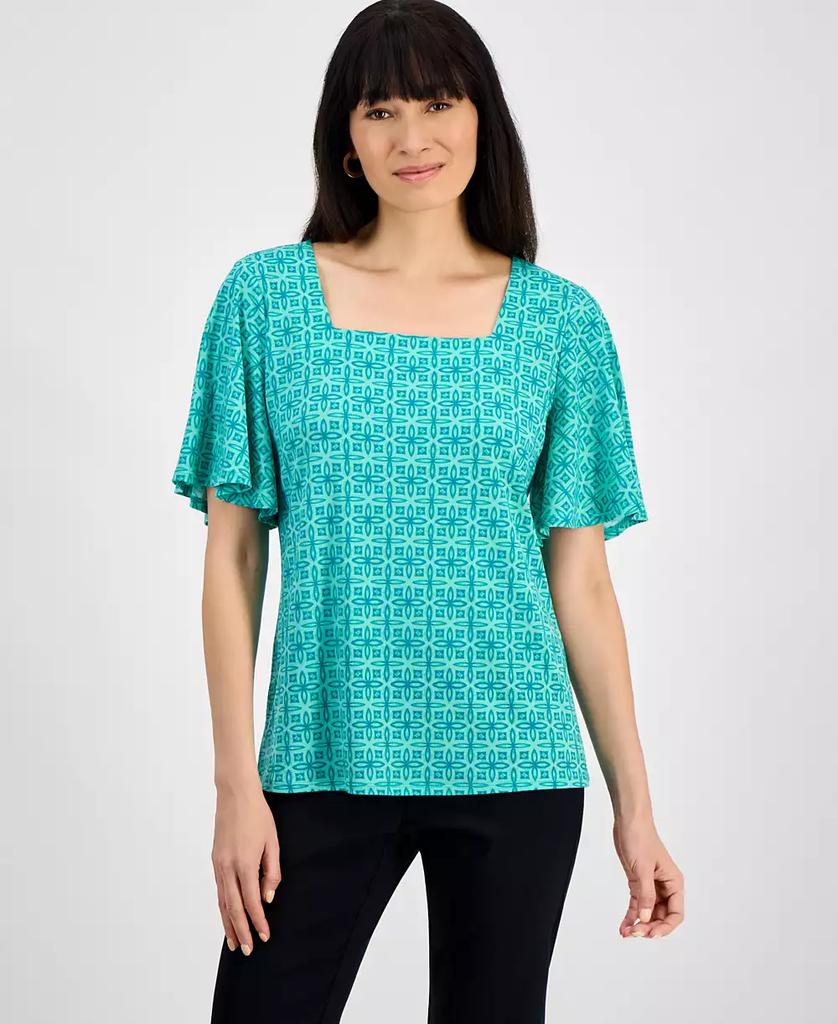 JM Collection Women's Cotton Gauze Floral-Appliqué Top