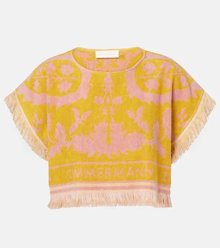 Zimmermann Wylie fringed cotton terry crop top 1