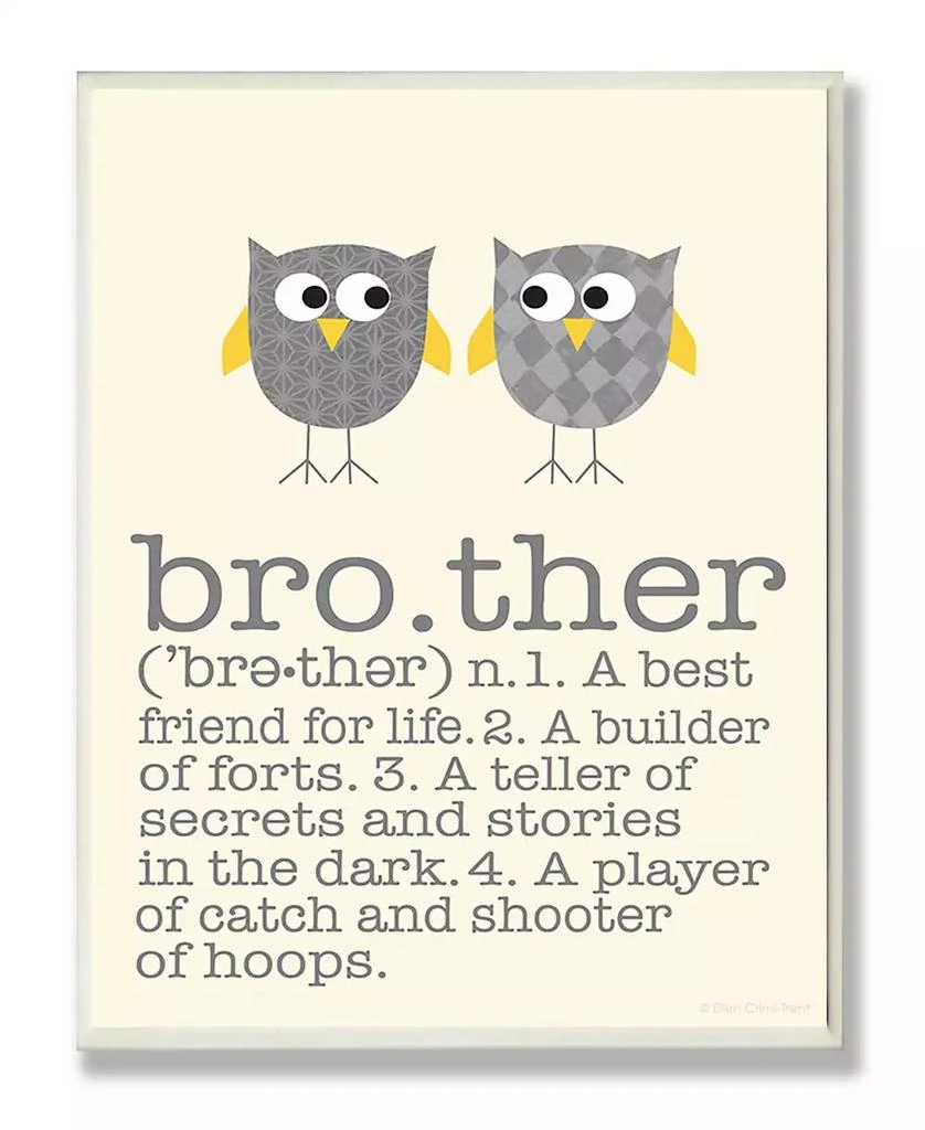Stupell Industries Home Decor Definition Of Brother with Two Gray Owls Wall Plaque Art, 12.5" x 18.5" 1