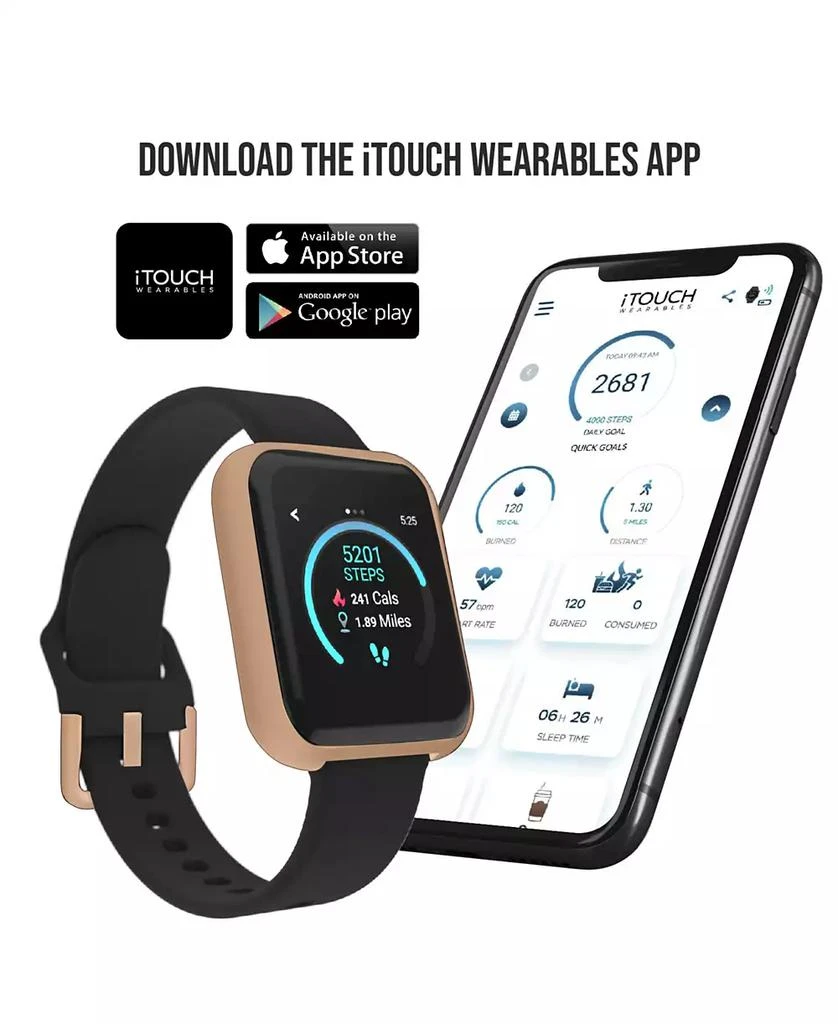 iTouch Air 3 Unisex Black Silicone Strap Smartwatch 40mm with White Amp Plus Wireless Earbuds Bundle 8