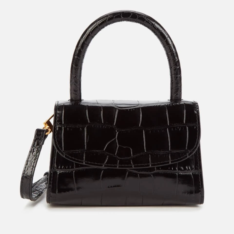 BY FAR Women's Mini Croco Top Handle Bag Black – On Sale Now