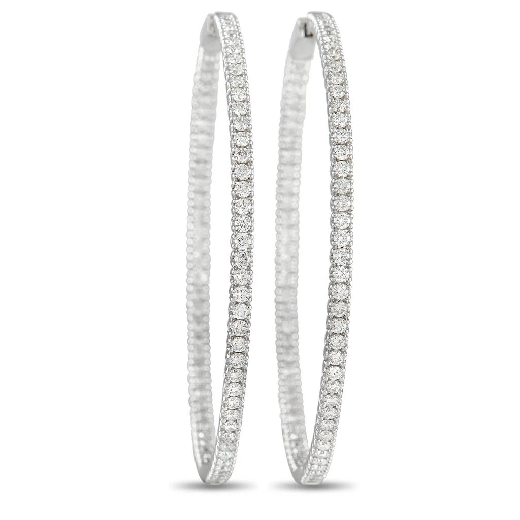 Non Branded 14K White Gold 3.74ct Diamond Inside-Out Hoop Earrings 1