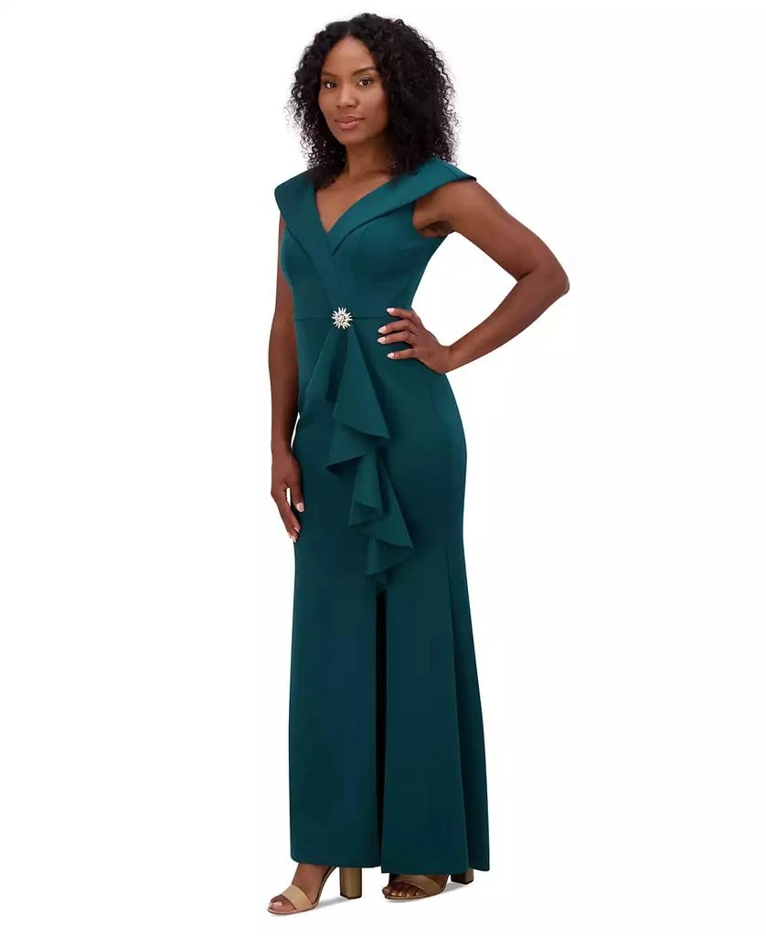 Jessica Howard Petite Ruffled Portrait-Collar Gown 3