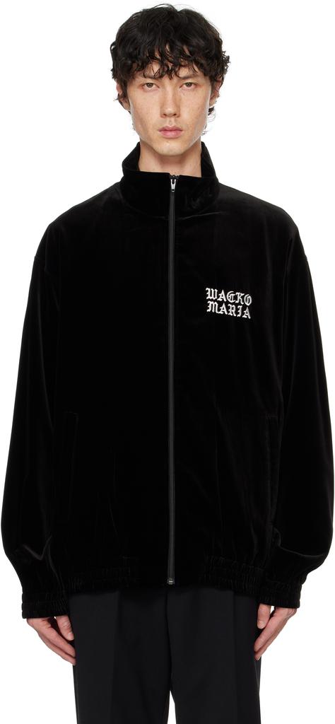 ジャケット・アウター WACKO MARIA VELVET TRACK JACKET Wacko Maria Black Velvet Track Jacket - Jackets - BeyondStyle