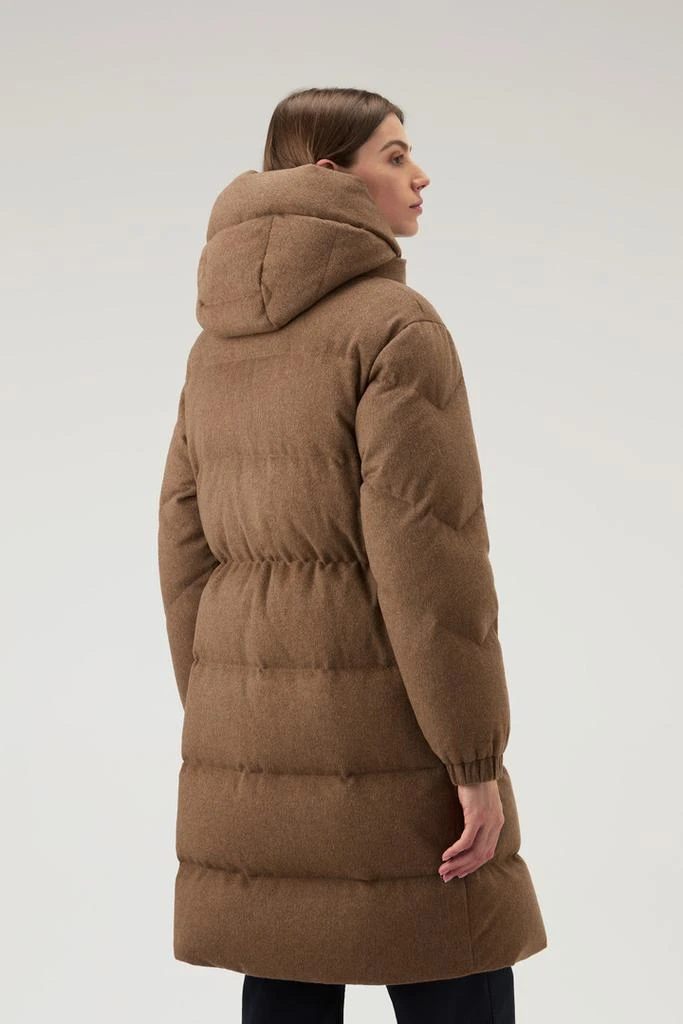 Woolrich Pure Virgin Wool Long Down Jacket Crafted with a Loro Piana Fabric - Women - Blue 3