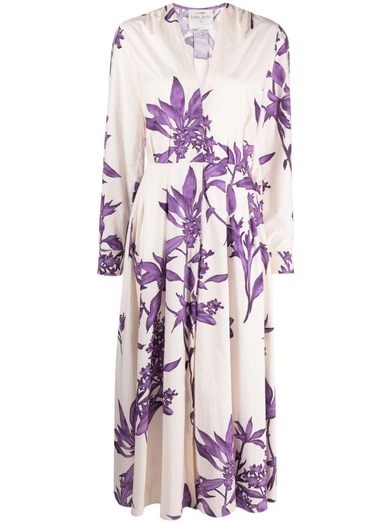 FORTE FORTE VESTIDO ML BLANCO ESTAMPADO FLORES LILAS