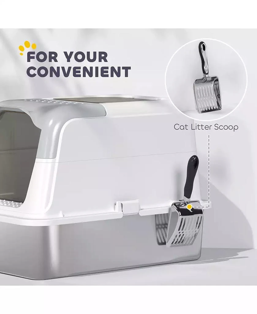 PawHut Stainless Steel Litter Box with Lid, Extra Large Cat Litter Box 8