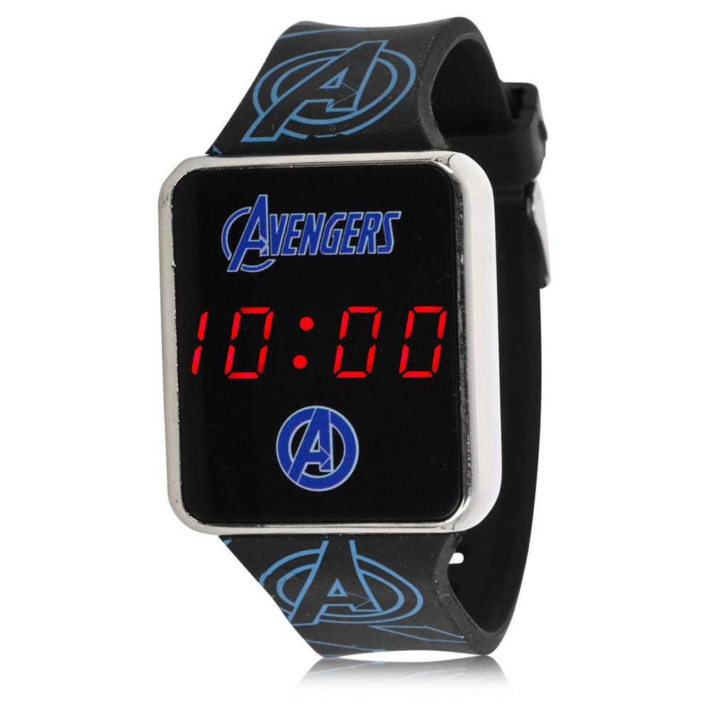 Accutime Avengers Kid's Touch Screen Black Silicone Strap LED Watch, 36mm x 33 mm