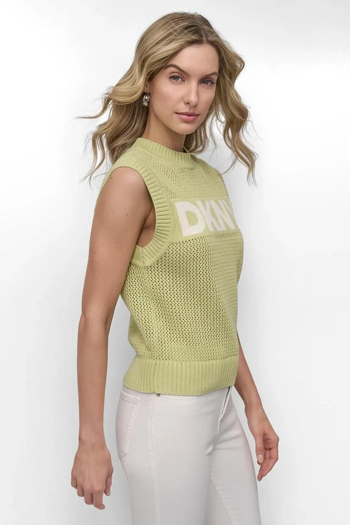 DKNY SLEEVELESS LOGO CREW NECK POINTELLE STITCH 3