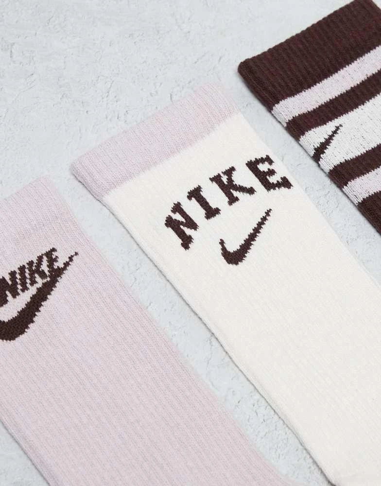 NIKE Nike Everyday Plus Cushioned 3 pack crew socks in burgundy 2