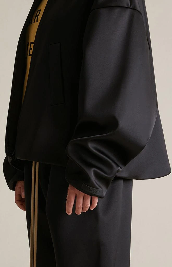 Essentials Women's Black Satin Bomber Jacket 5