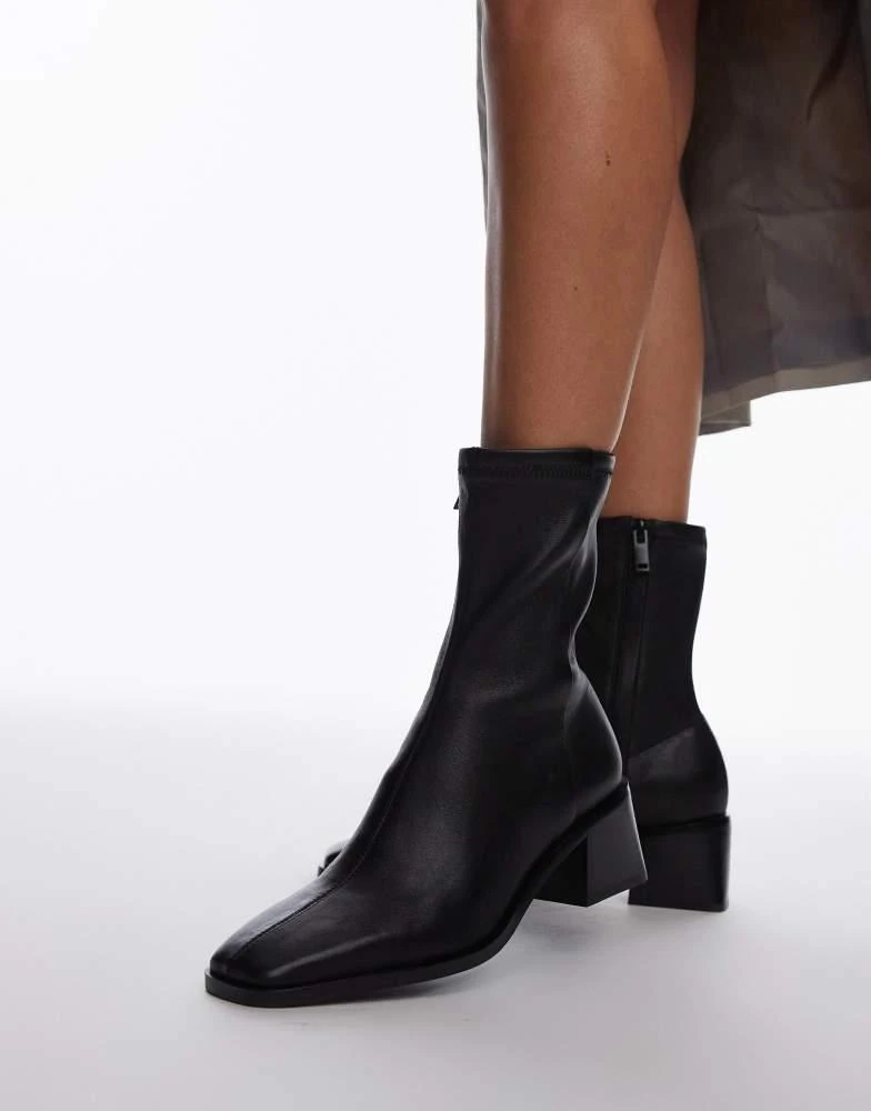 & Other Stories & Other Stories leather biker boots with square toe in brown 4