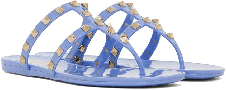 Valentino Blue Rockstud Flat Rubber Sandals 4