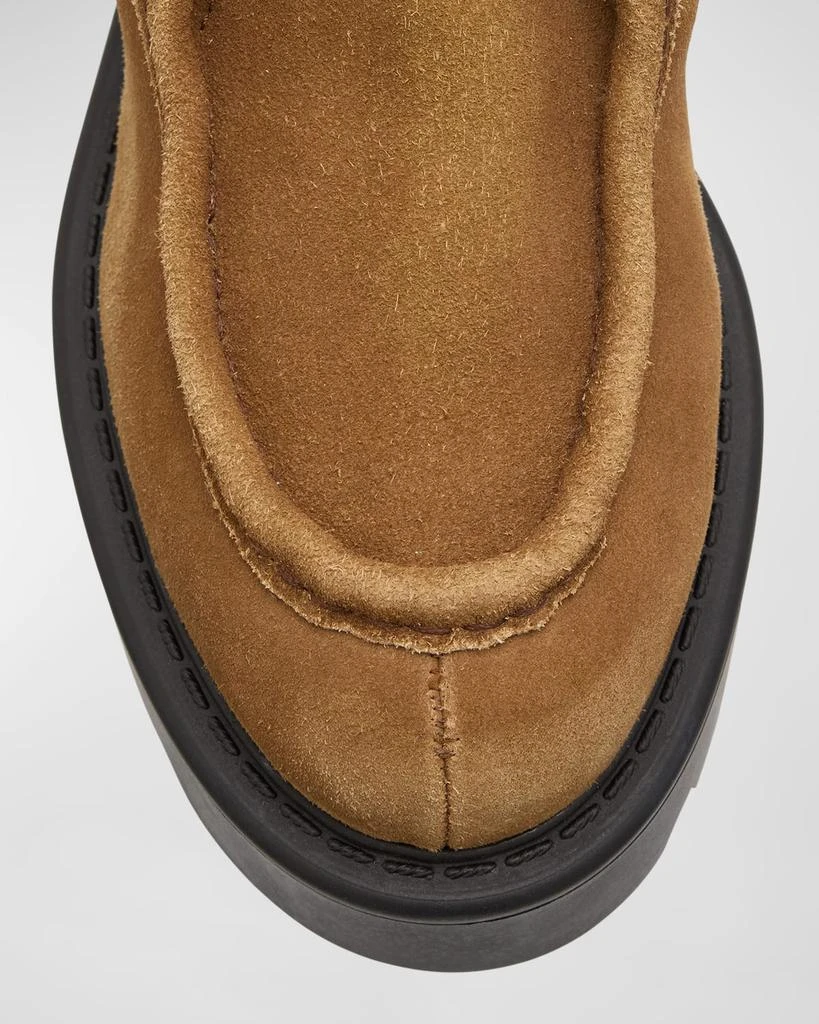 Miu Miu Suede Shearling Lace-Up Chukka Booties 5