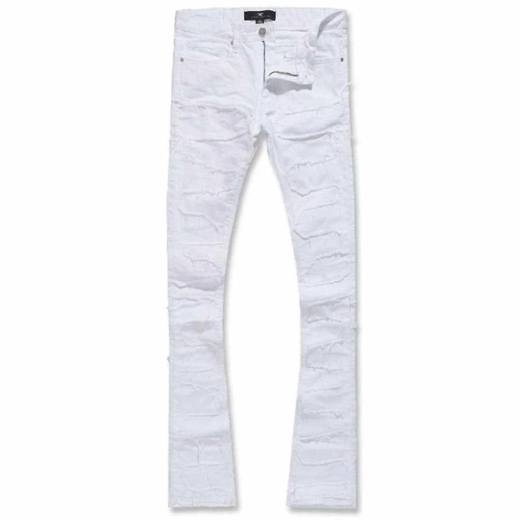 JORDAN CRAIG Men's Martin Stacked Python Denim Jean In White 2