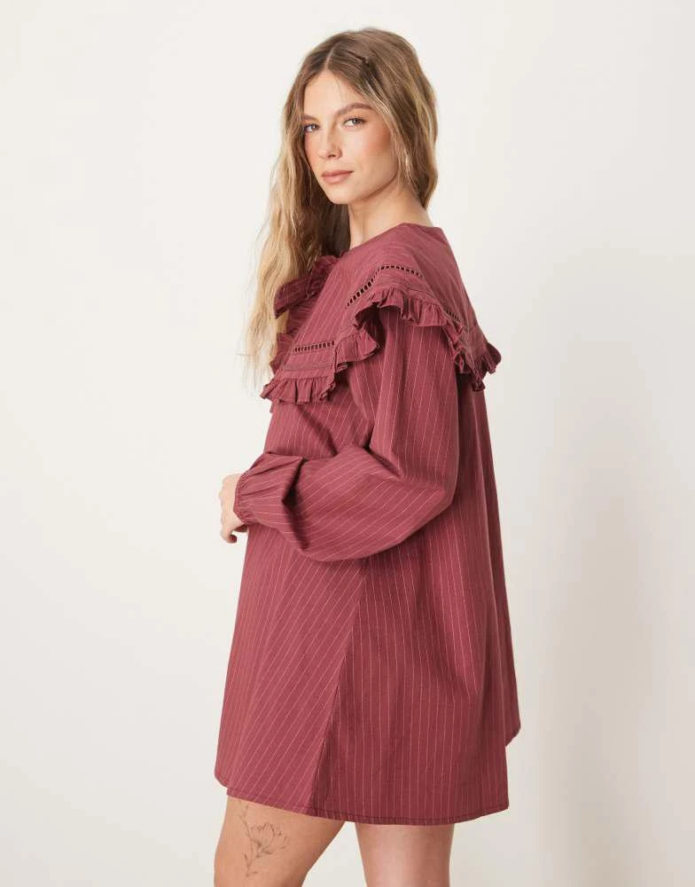 size 16 burgundy dress LACE V-NECK SMOCKED BODICE DRESS: BURGUNDY L