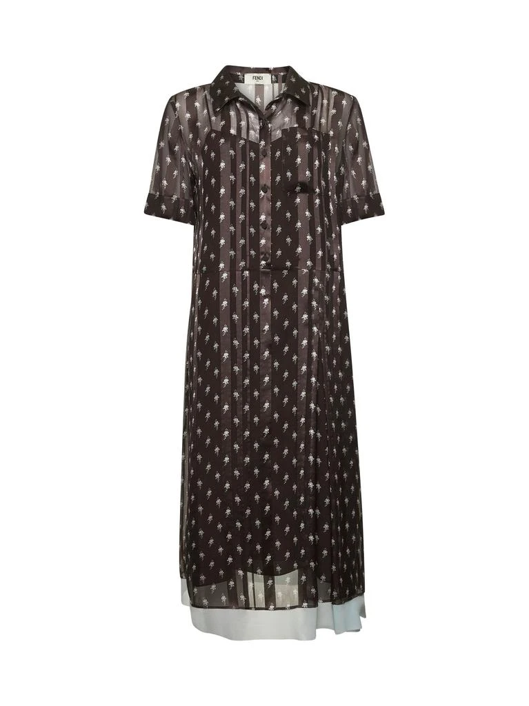 Fendi FENDI | Brown floral chiffon shirt dress | Women | 42 1